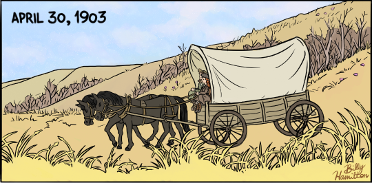 Covered wagon scene from Through Flood and Fire